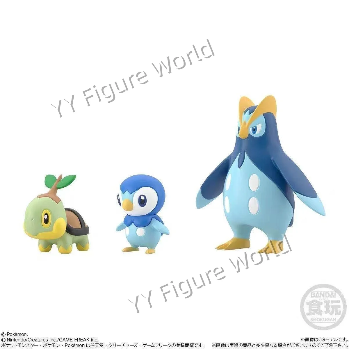 Bandai Original Scale World POKEMON Sinnoh Turtwig Piplup Empoleon Chimchar Infernape Lucas Dawn Figurines d'anime