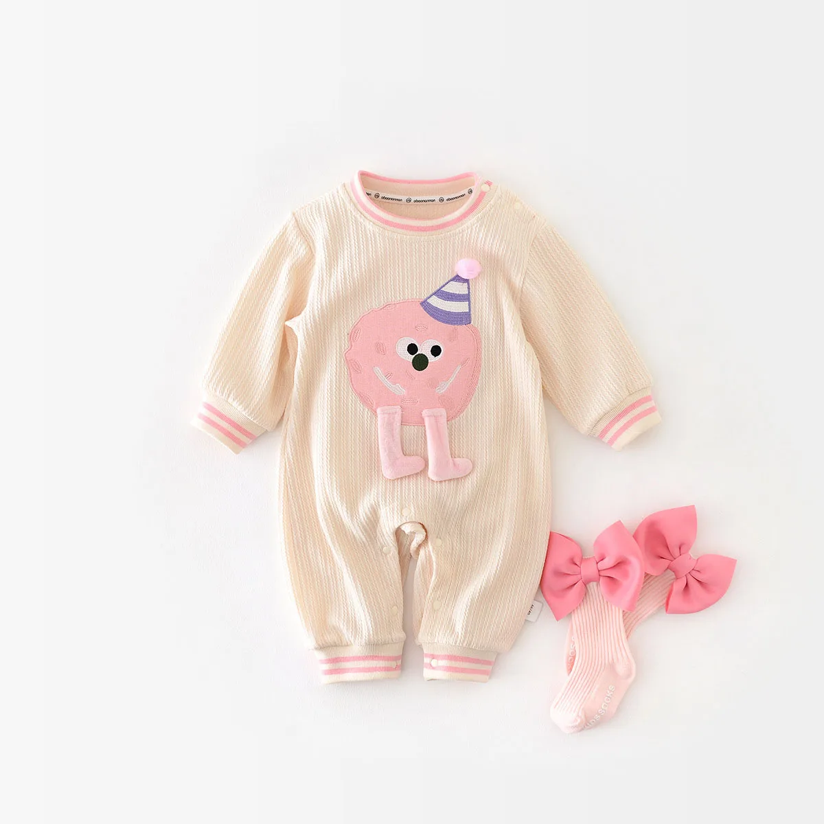 Spring Unisex Cartoon Infant Newborn Baby Rompers Knit Toddler Baby Girls Boys Clothes Cookies Jumpsuits Outfits