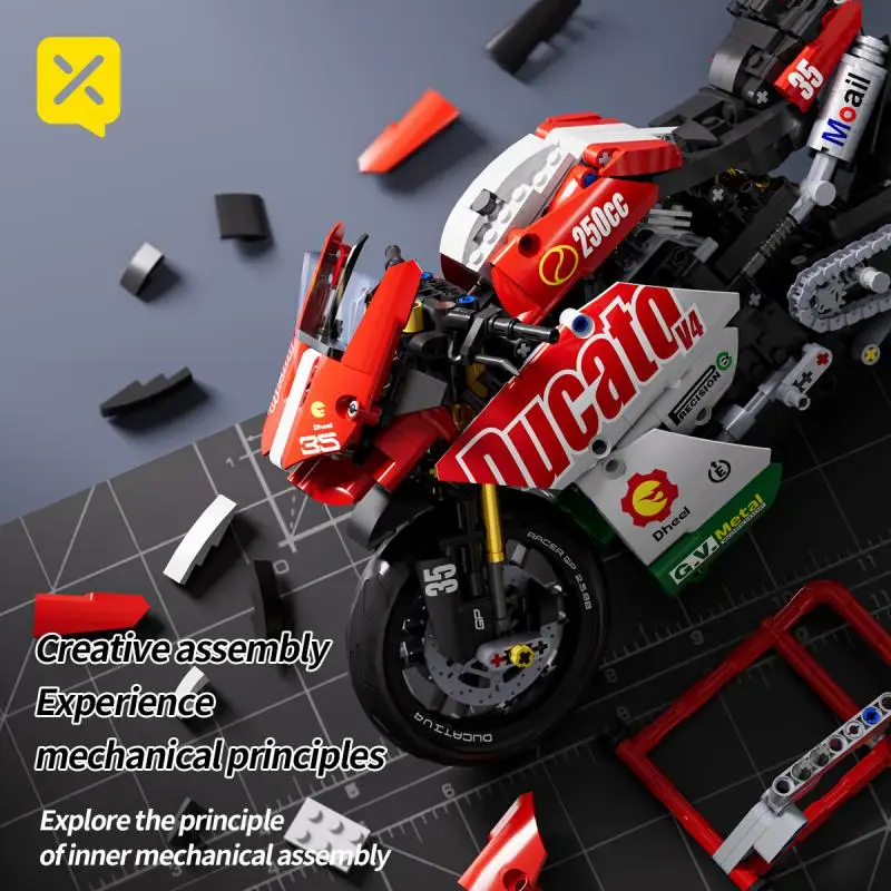 Technic Motorcycle V4 Building Blocks Set Aldults Super Motorbike Model Diy Kit Technical Racing Kids Assembled Boys Toys Gifts