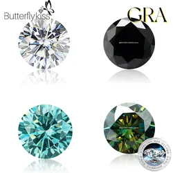 Butterflykiss 0.5/1CT Moissanite Loose Stone Cheapest D VVS1 White Black Green Blue Round Cut GRA Moissanita Lab-Grown Diamond