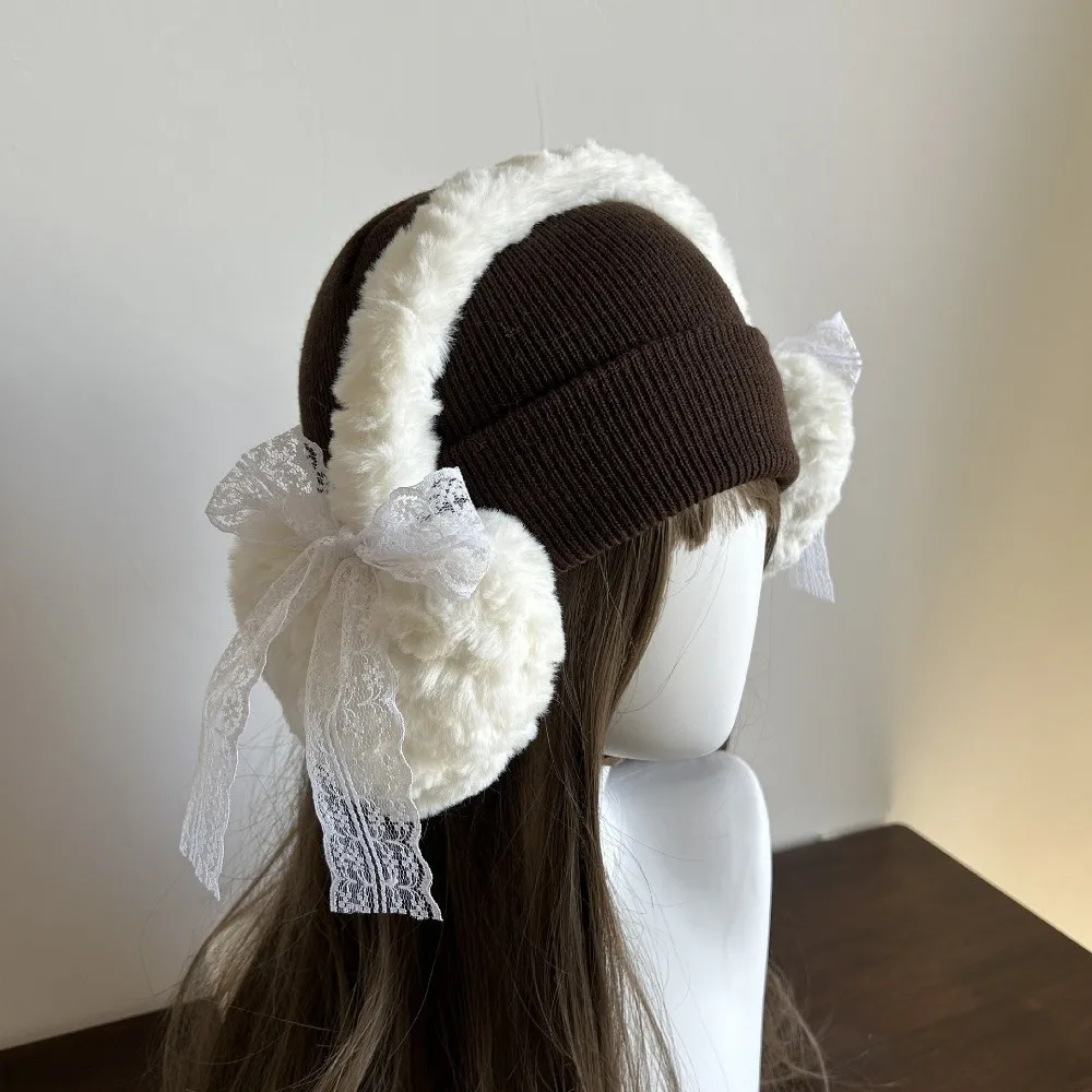 Cute Lace Bow Ear Warmers Windproof Keep Warm Winter Earmuffs Cold Protection Earflap Ear Cover Ladies