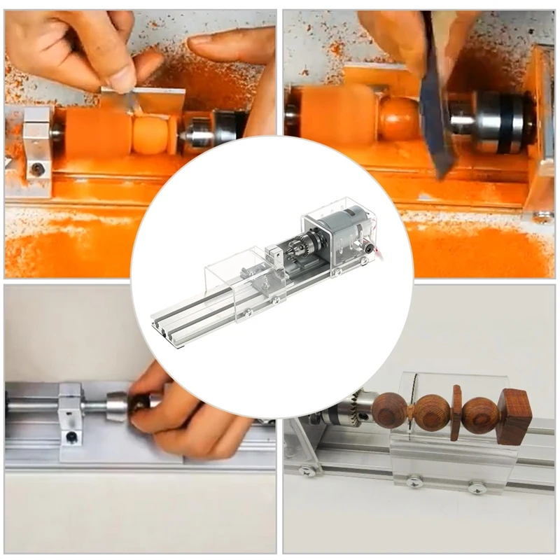 Mini Lathe Machine DIY Woodworking Wood Lathe Milling Machine Grinding Polishing Beads Drill Rotary Tool Set EU Plug