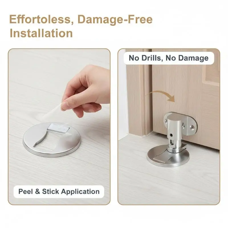 Magnetic Floor Door Stopper No Drill Anti Collision Strong Magnet Door Stop for Bathroom Toilet Kitchen Use