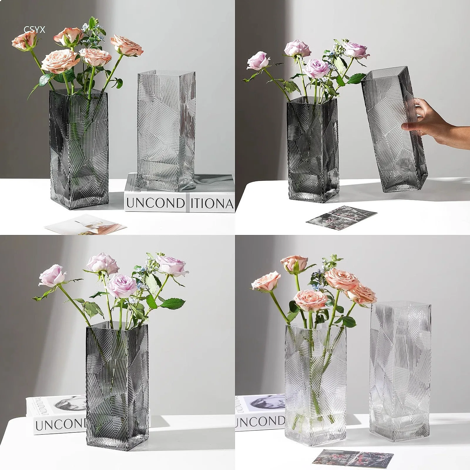 Modern Transparent Glass Vase for Hydroponic Plants Flowers Living Room Dining Table Creative Decorative Art