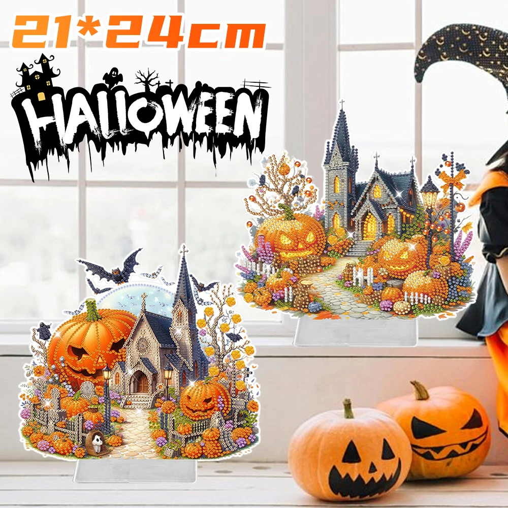 

Acrylic Special Shaped Halloween Church Table Top Rhinestone Ornament Kits Rhinestone Desktop Decorations for Adults