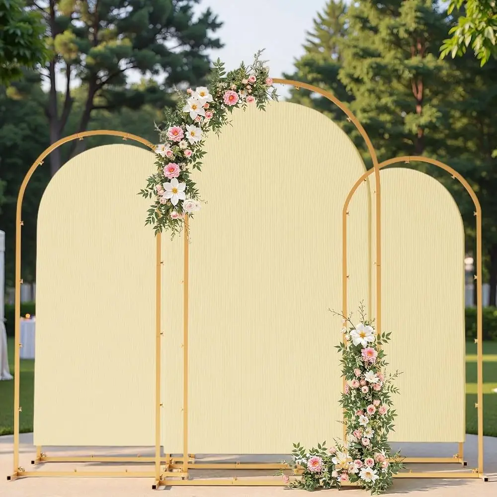 

Arch Backdrop Stand and Cover Set, 7.2FT, 6.6FT, 6FT Wedding Arch Frame, Easy to Assemble, Gold Arch Stand for Birthday, Party,