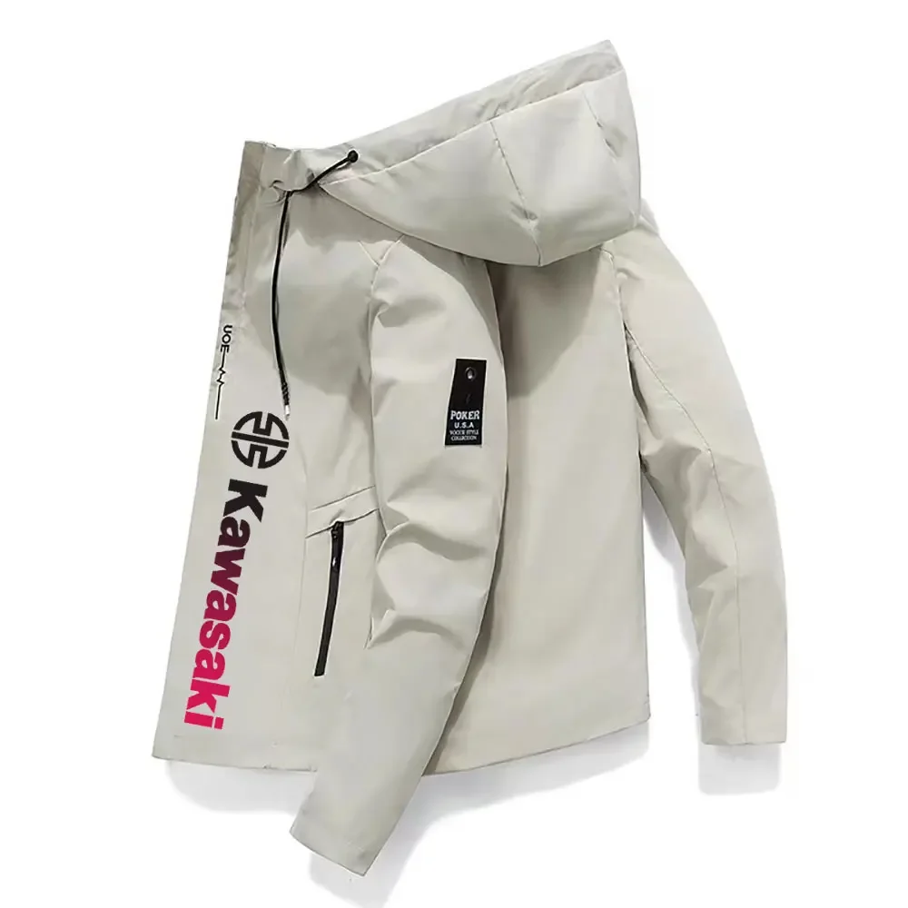 

Premium Kawasaki Men's Zipper Jacket - High-End Spring/Autumn Fashion Outerwear, Casual Motorcycle & Outdoor Sports Coat