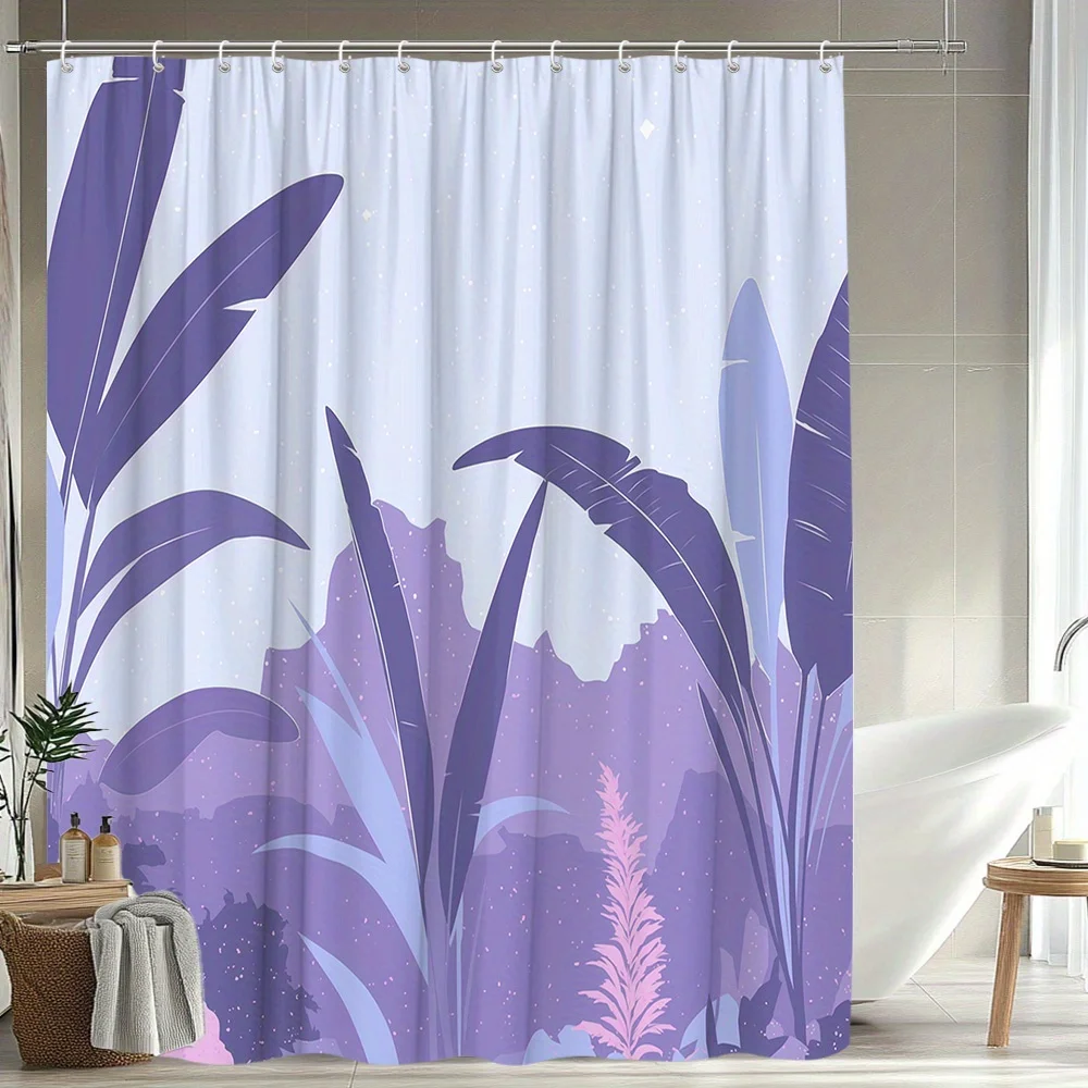 

1 шт., занавеска для душа с ботаническим узором, природный пейзаж, тропические листья, тематический дизайн, украшение для ванной комнаты, полиэфирная ткань, содержит
