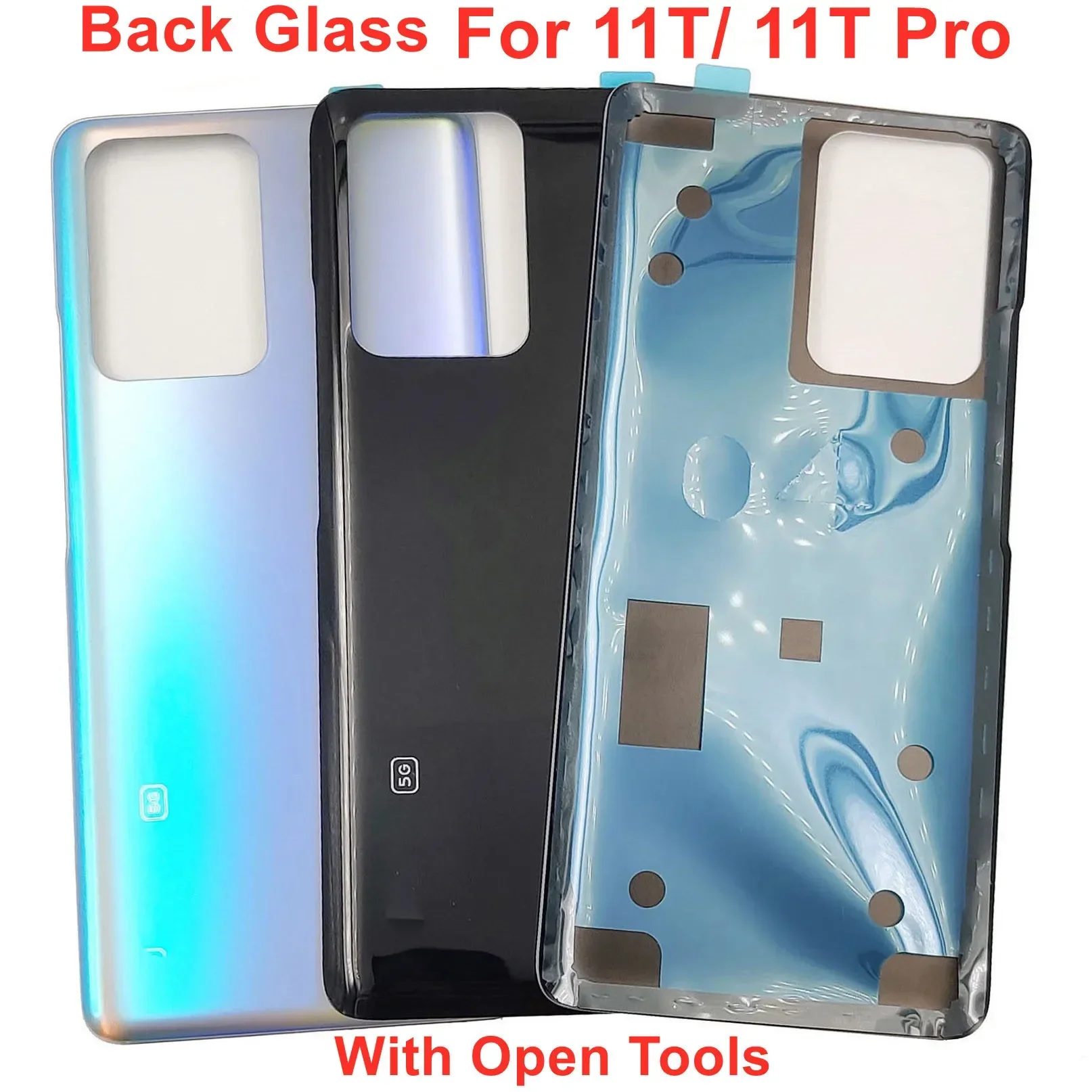 Glass Back Door Lid For Xiaomi 11T 11T Pro 5G Hard Battery Cover Rear Housing Panel Case Shell With Sticker Adhesive