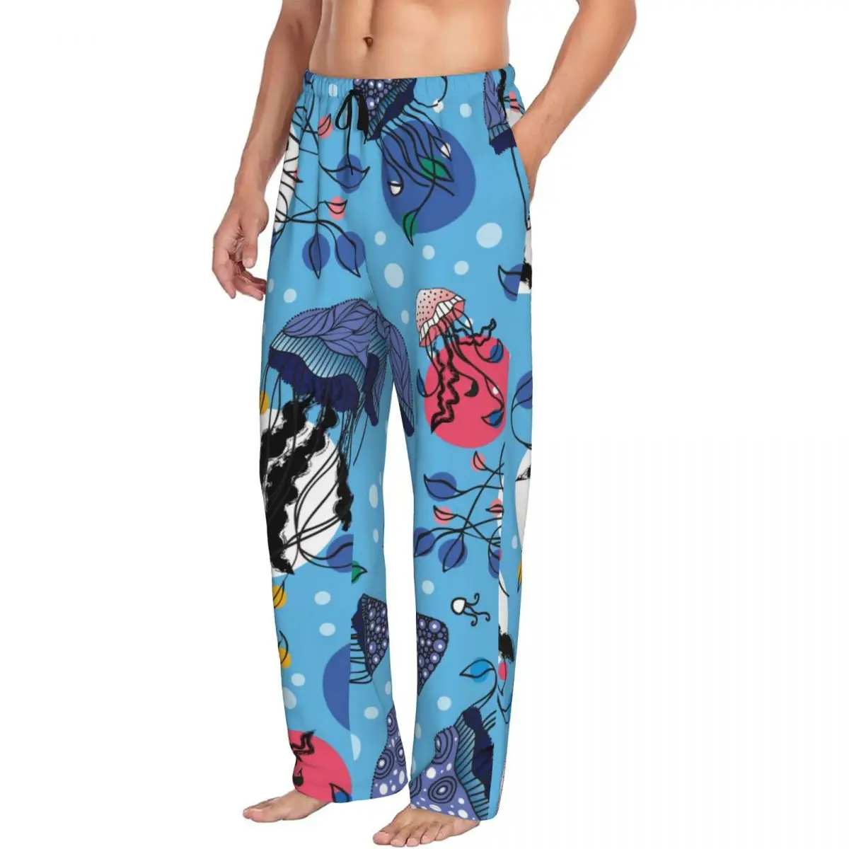 Cute Jellyfish Graphic Men Sleep Bottoms Male Lounge Trousers Men's Pajama Pants