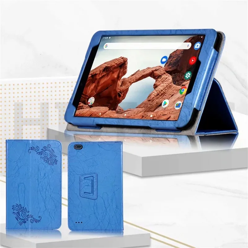 Embossed Funda For DEXP Ursus S380 3G (8") Tablet PC Magnetic Cover Case with Hand Strap