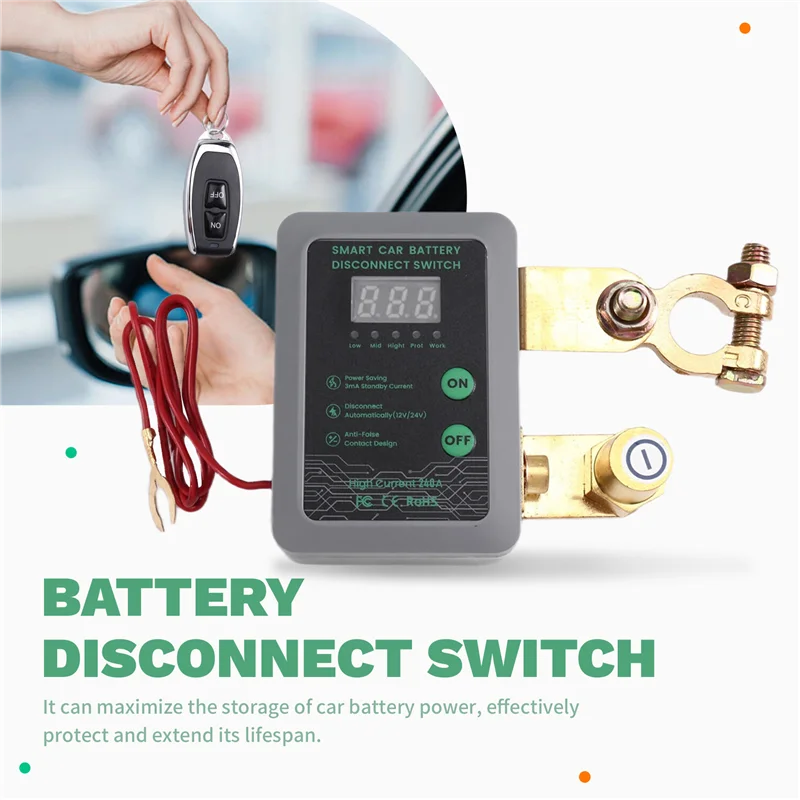 

Smart For Car Battery Disconnect Switch 12V/24V 240A–Automatic Power-Off Switch For Car Boat Battery Power-Off Switch