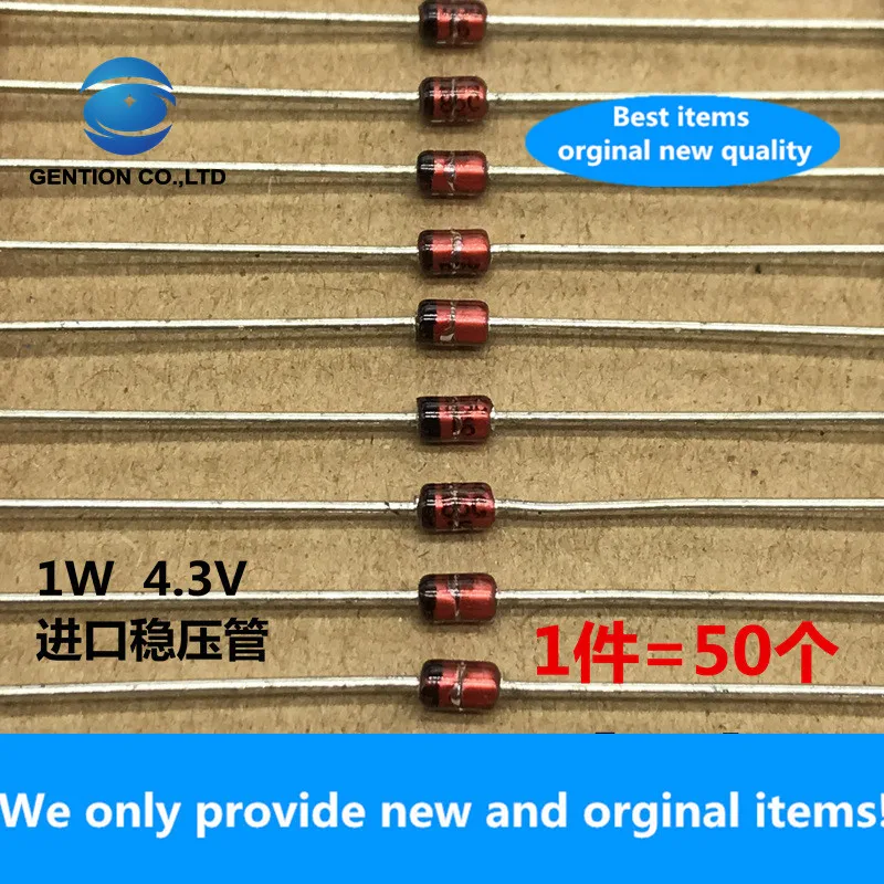 50PCS 100% New original Imported voltage stabilizer diode 4.3V 1W 1W 4V3 voltage stabilizer tube for 1N4731A Japan straight plug
