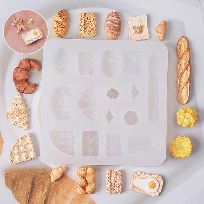 Mini DIY Silicone Mold Donuts Hot Dog Baguettes Croissants Waffles Cookies Gingerbread People