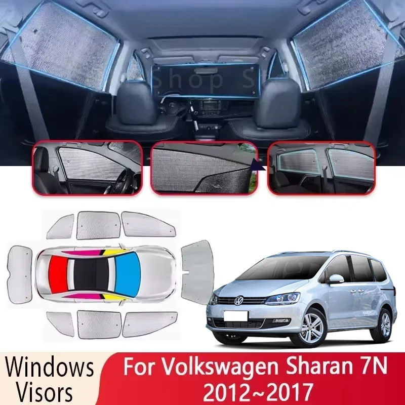 

8X солнцезащитный козырек для VW Volkswagen Sharan 7N 2012 ~ 2017 2014 2016, солнцезащитный козырек на лобовое стекло автомобиля, теплоизоляционный автомобильный солнцезащитный козырек, аксессуары