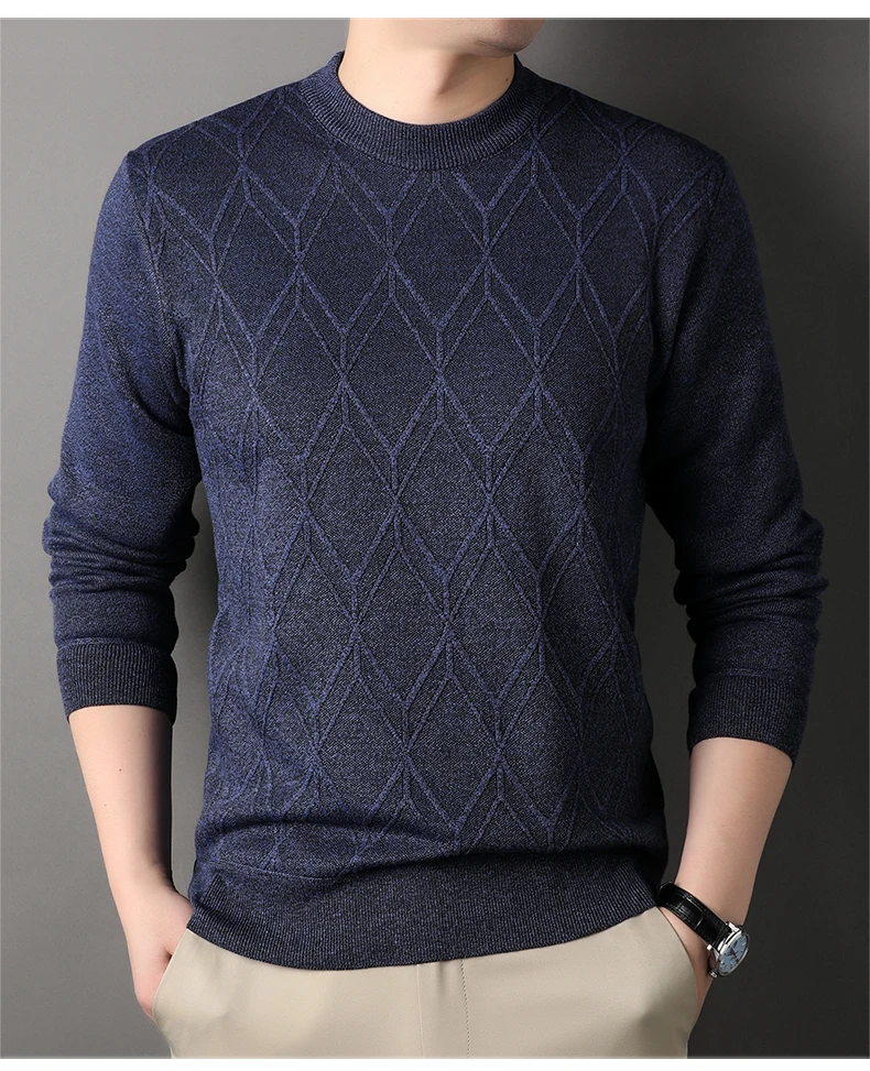 Man Pullover New 2024 Autumn Winter Solid Color Comfortable And Casual Soft Thickened Sweater With Added Velvet Sweater