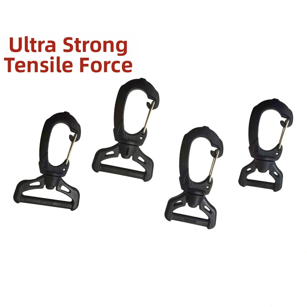 New Black Camping Hiking Keychain 25mm/38mm Plastic Spring Rotating Hook Belt Clip Outdoor Tool