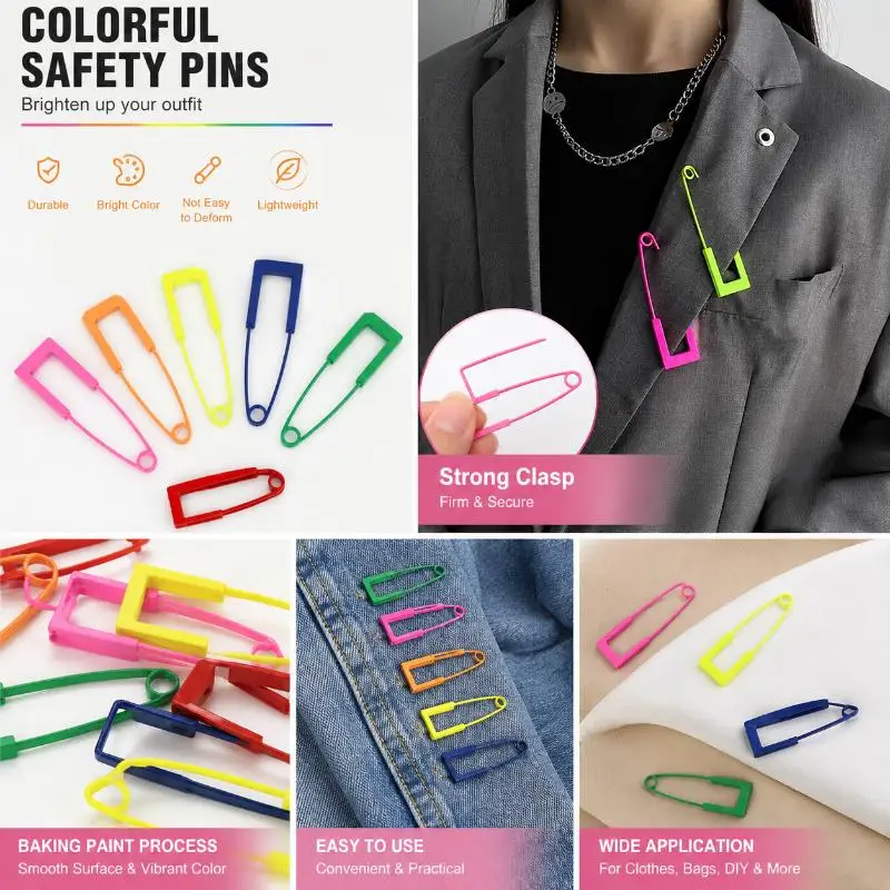 Fashion Exaggerated Large Brooch Vibrant Multicolor Safety Pin Decorative Pin for Jackets Bags Birthday Gifts