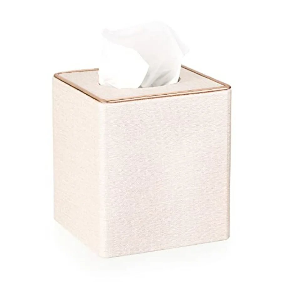 

Square Linen Tissue Box Cover - Stylish Cube Tissue Box Holder with Magnetic Bottom, Decorative Tissue Box for Vanity Toilet Ta