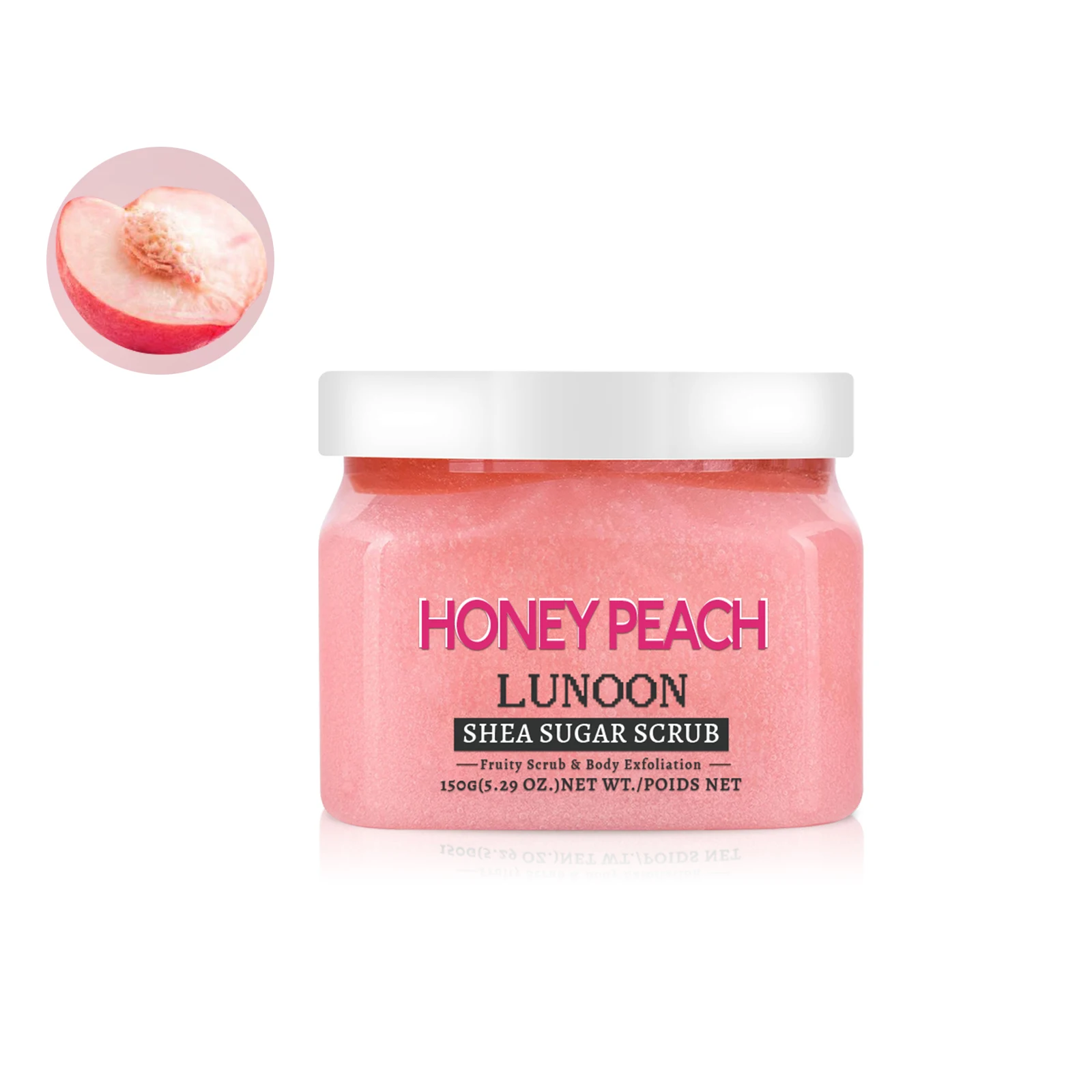 150g LUNOON Fruit Exfoliating Scrub Strawberry & Honey Peach Body Cleaner for Moisturizing Remove Dead Skin and Spa Care