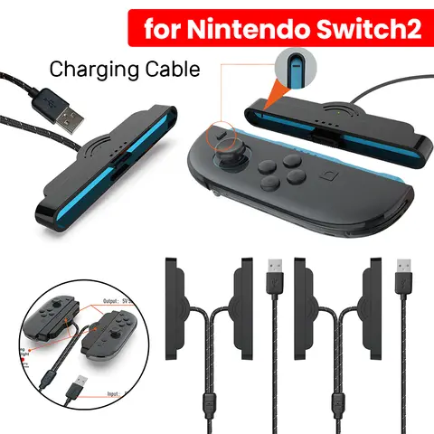 สายชาร์จแบบพกพา 2 in 1 สําหรับ NS SWITCH 2 สายชาร์จ Joy-CON สําหรับ SWITCH2 ซ้าย + ขวาจอยสติ๊กสายชาร์จ