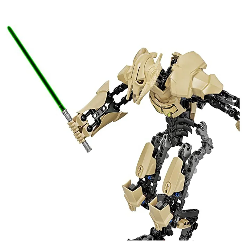 32cm Anime KSZ714 Stern Spielzeug Allgemeine Roboter Grievous Mit Lichtschwert Griff Kampf Waffen Modell Bausteine Action Figur Geschenke