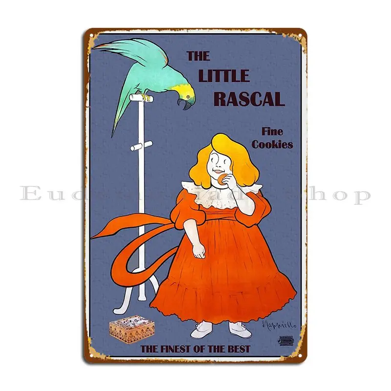 Винтажный плакат с изображением маленькой девочки, попугая, печенья, Ad Leonetto Cappiello, металлический плакат, Забавный дизайн, клубный Печатный Забавный жестяной плакат