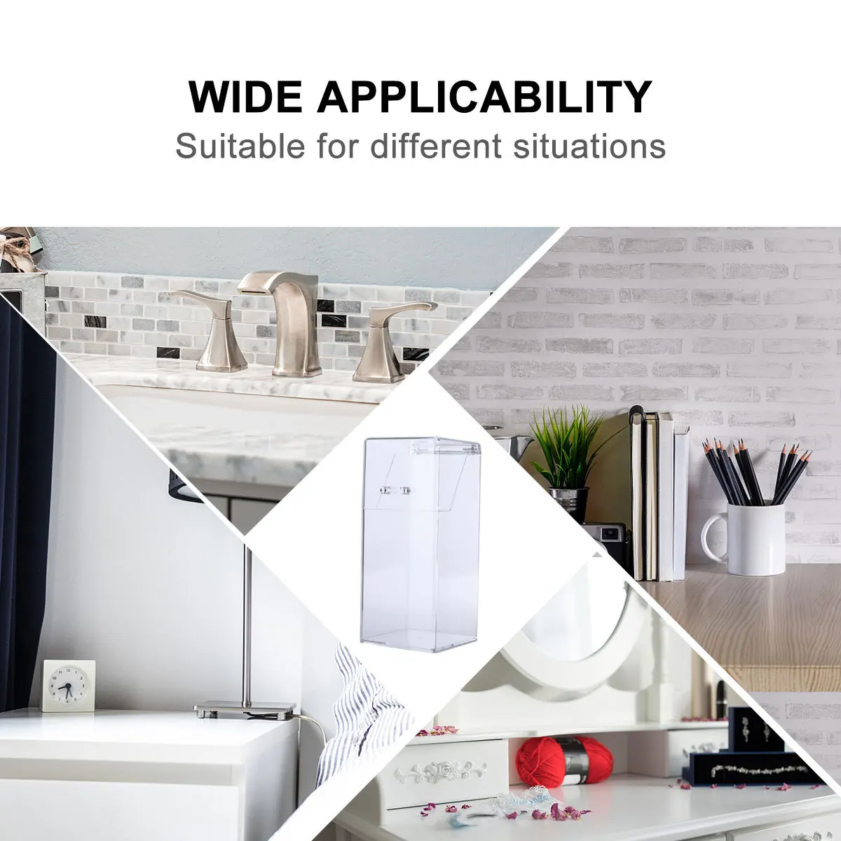 

1Pcs Clear Acrylic Makeup Brush Holder Square Storage Organizer Box Makeup Tools Container for Bathroom Desk Office