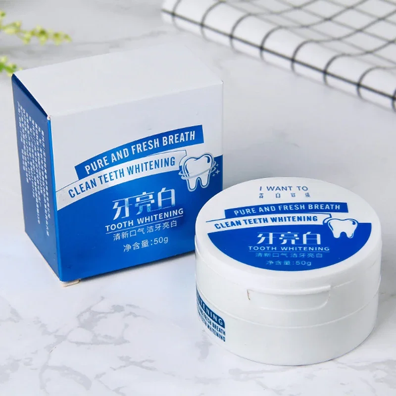 Pasta de dientes para blanqueamiento dental, polvo abrillantador de dientes, elimina las manchas de café, vino, té y aliento fresco, 50g