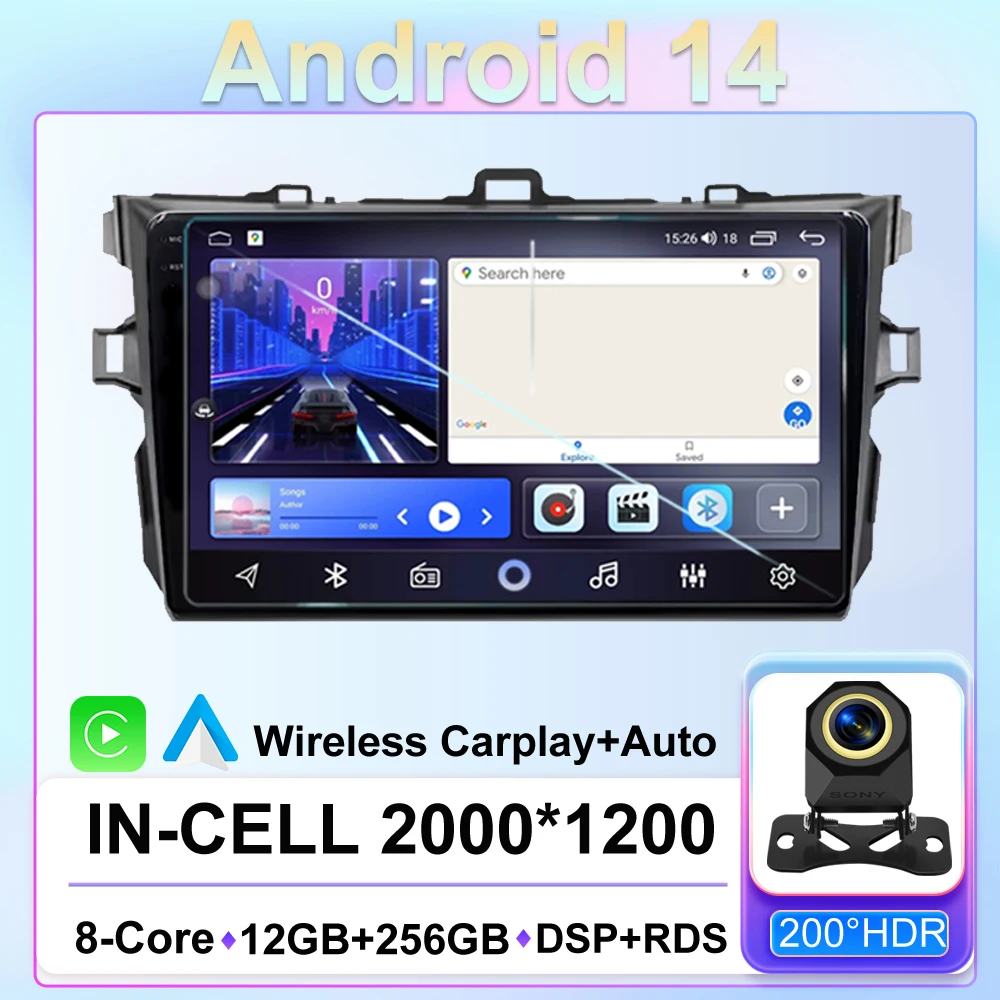 

Android 14 Car Radio For Toyota Corolla E140/150 2007 2008 2009 2010 2011 2012 2013 Multimedia Video 2 din Carplay Player Navi