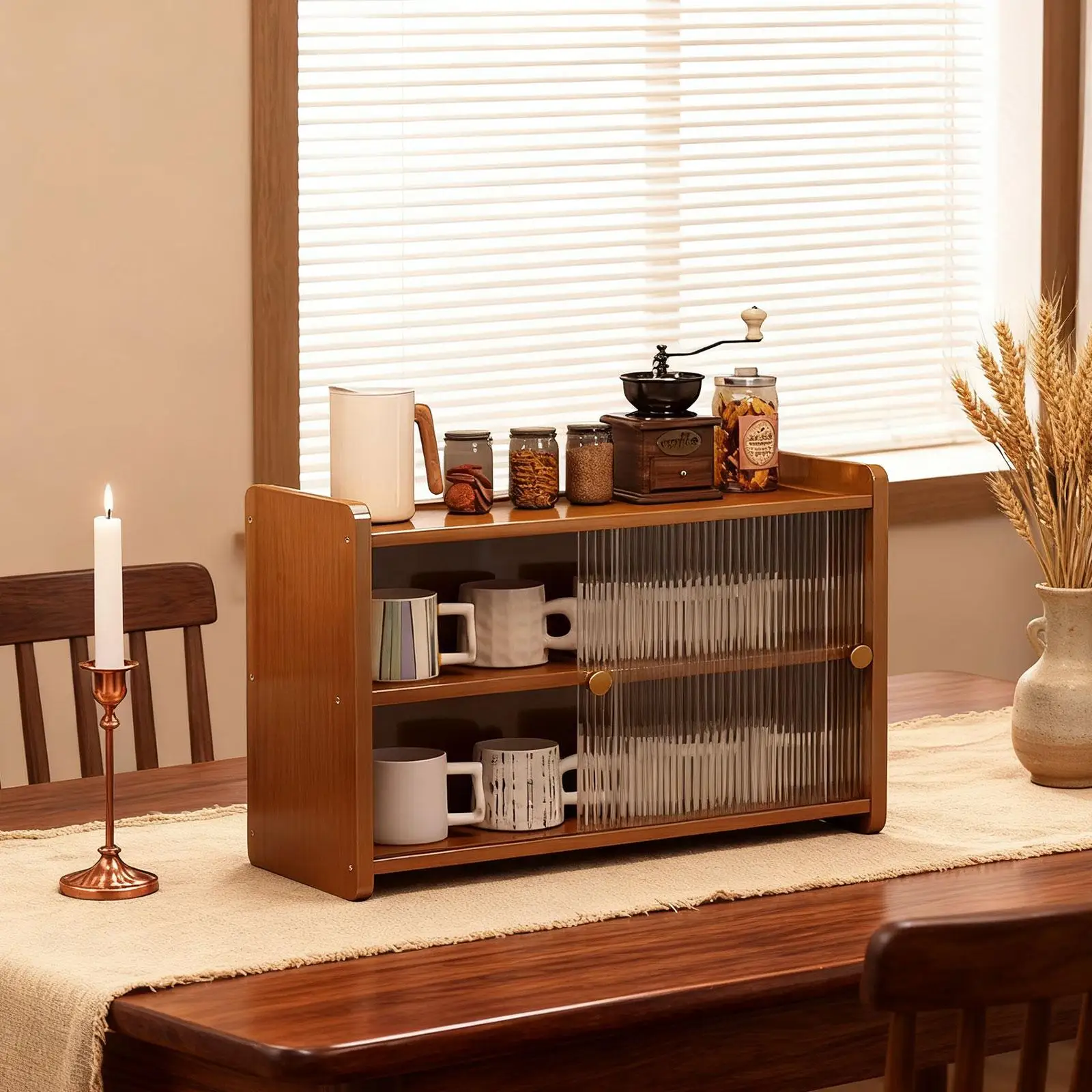 

Countertop Cabinet Desktop Organizer Rustic Office Organization Vanity Chest Storage Cabinet for Bedroom Kitchen Bathroom