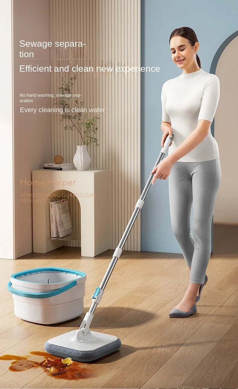 Sewage Separation Water Absorption Mop Bucket Lazy Household Hand Wash-Free Rotating Flat Mop Automatic Mopping Gadget