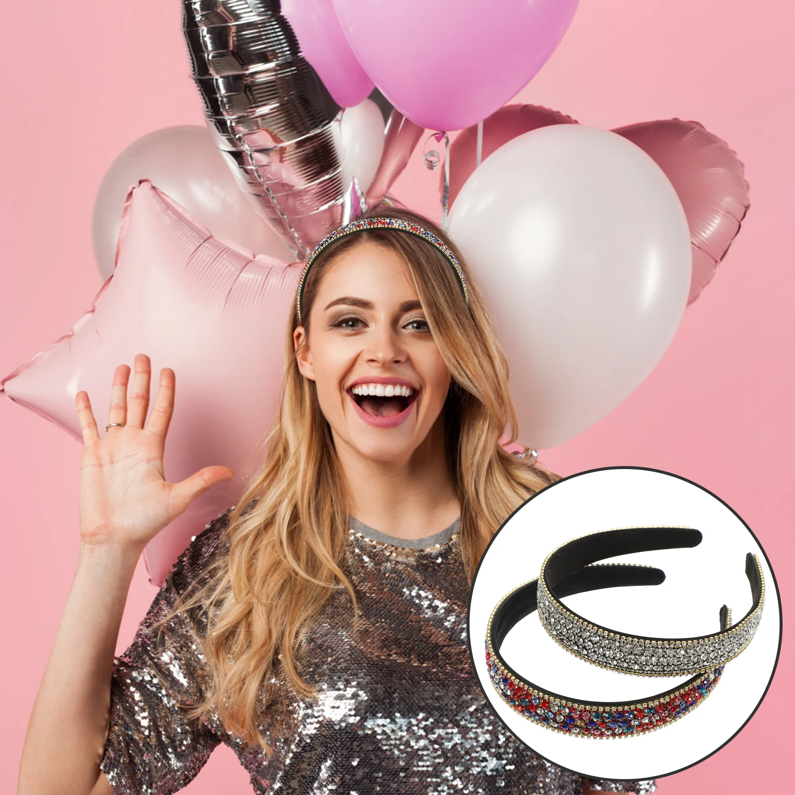 

2pcs Headb s Sparkly Wide Hair Womens Headb for Women Fashion Gems Accessories Styling