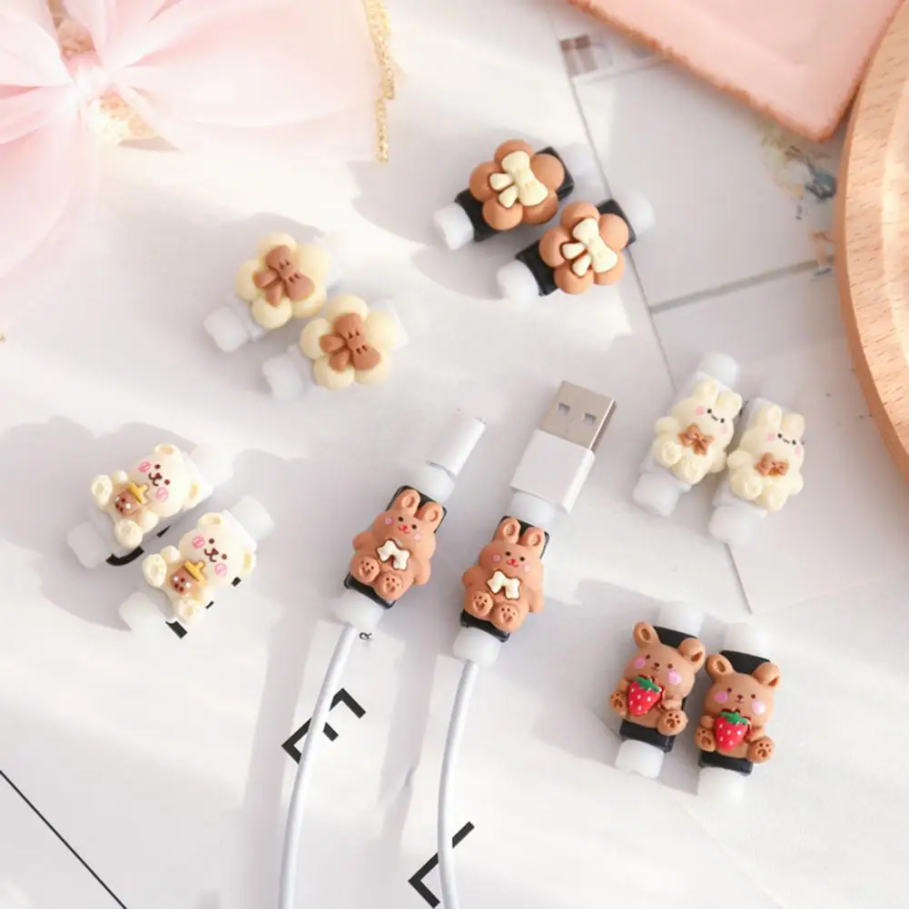 1 Pair Animal Bite USB Cable Protector Cable Organizer Data Line Management Charging Safe Protection Cable Winder For iPhone