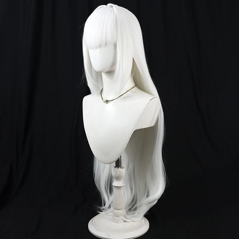 Lancelot peruca cosplay fgo destino grande pedido branco 90cm longo cabelo sintético resistente ao calor halloween carnaval role play + peruca boné