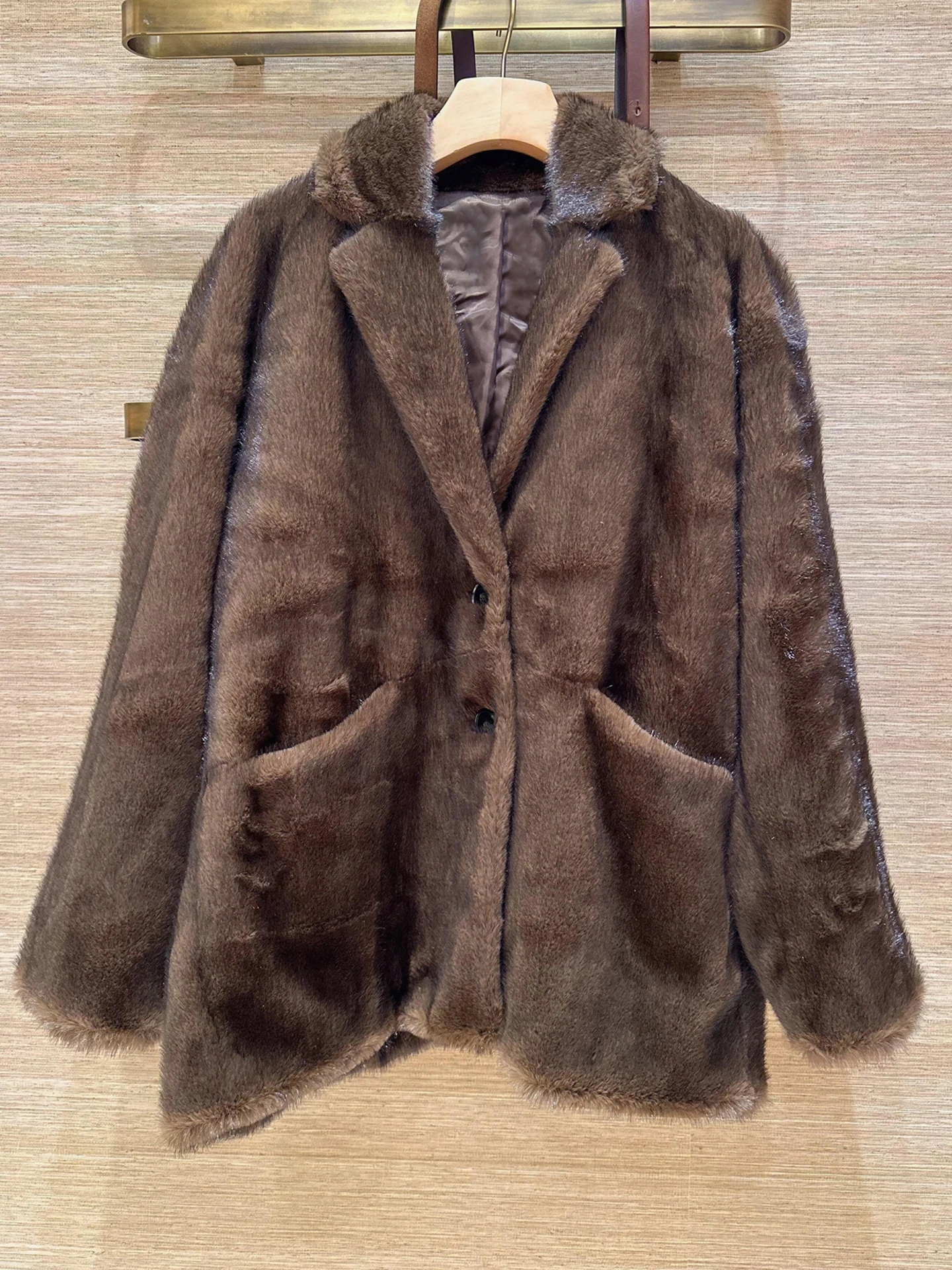 

S Home South Oil High End Women's Faion 2025 Autumn Winter Retro Luxury Fur Collar Jaet Outerwear Stand Fit Commute Sle