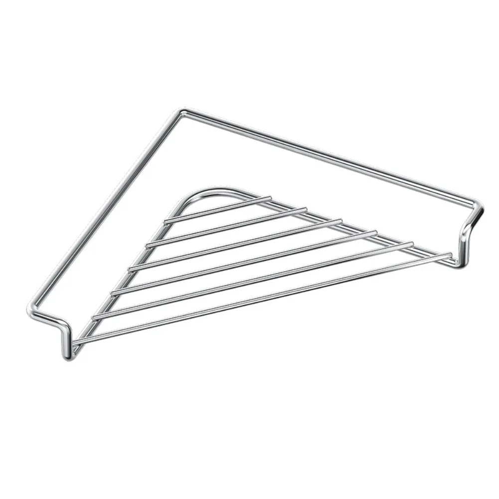 Kitchen Sink Corner Drain Rack Stainless Steel for Sponge Scouring Pad Drying Dishes Fruits 31x22x2.5cm Space Efficient