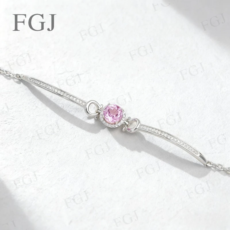 Ruby/Sapphire/Padparadscha Bracelet Round 5mm Bracelet S925 White Gold Plated Top Quality Jewelry For Wedding Christmas Gifts