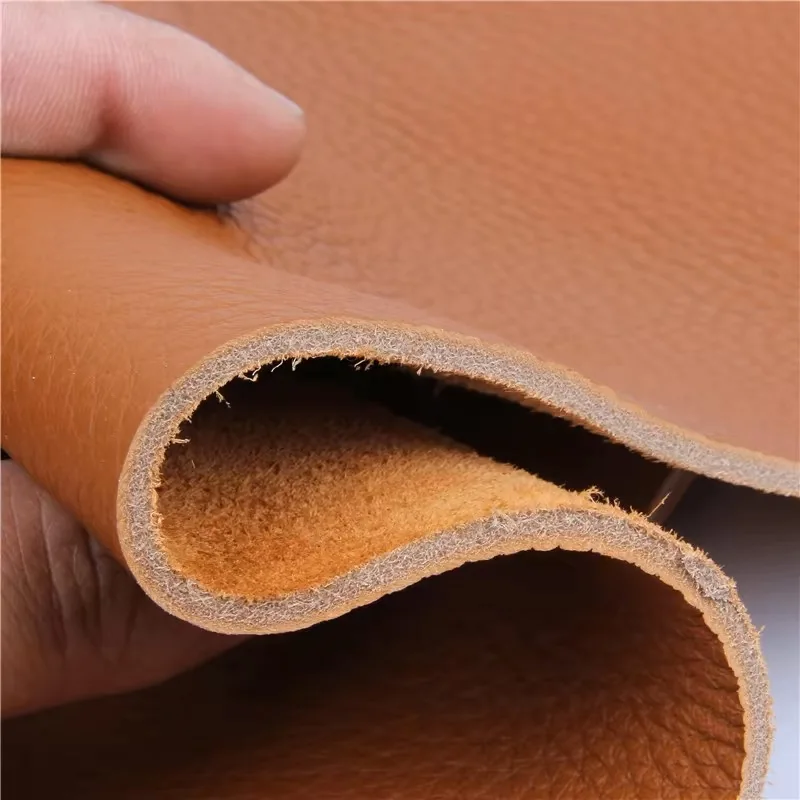 3.5mm thick head layer cowhide leather material, real leather fabric, soft bag, sofa cushion, cooling mat mattress, brown leathe