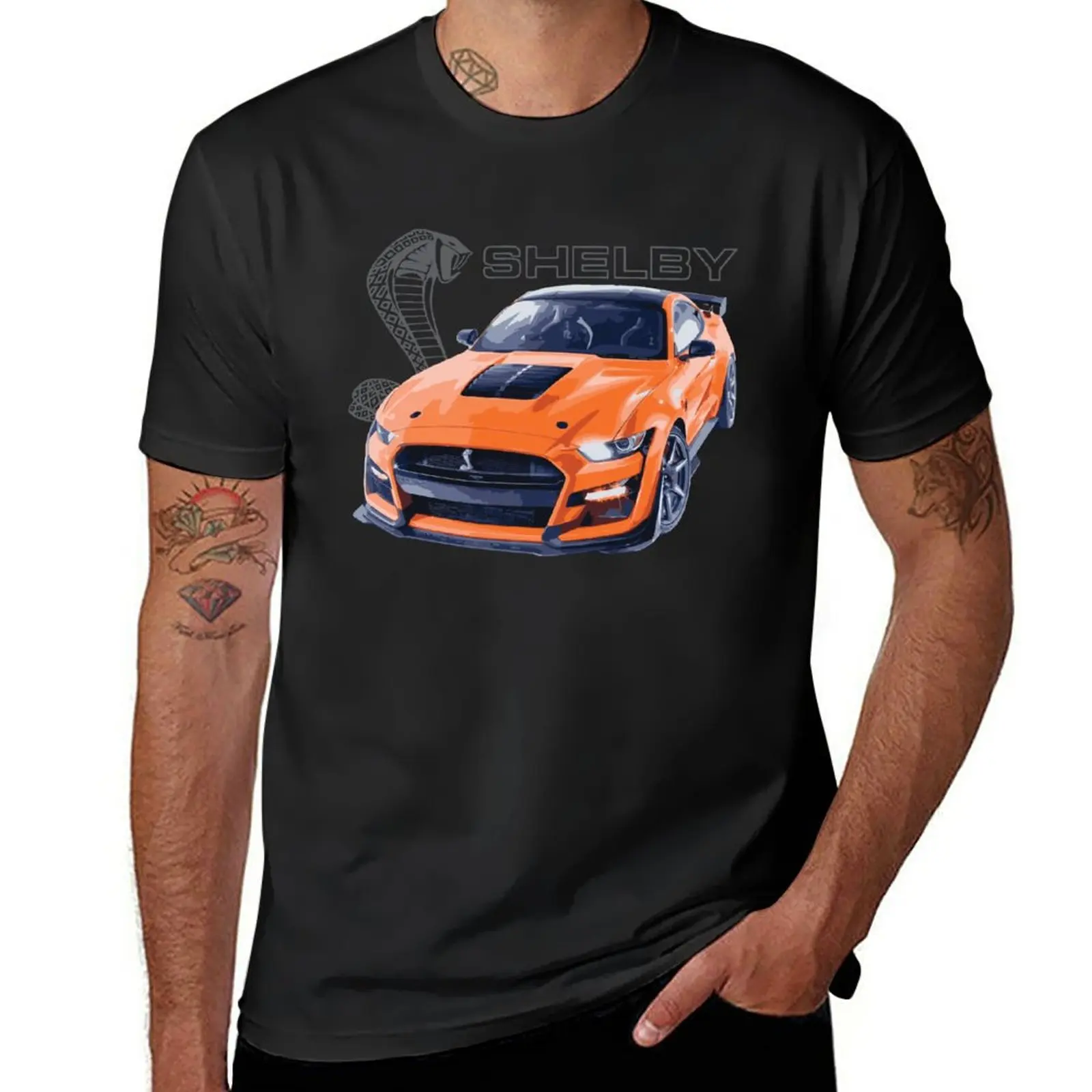 New GT500 Mustang shelby cobra twister orange T-Shirt sublime t shirt Short t-shirt heavy weight t shirts for men