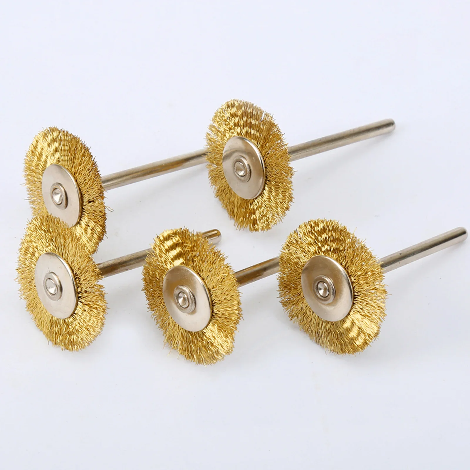 10pcs 25mm Polishing Copper Wire Brushes Wheel Dremel Accessories Drill Rotary Grinding Machine Tools Golden 3.17mm shank Metal