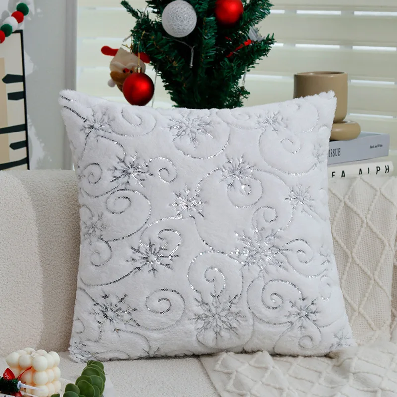 Kerst Sneeuwvlok Konijn Haar Stempelen Kussensloop Vakantie Woondecoratie Sofa Kussenhoes Thuis Woonkamer Kussensloop