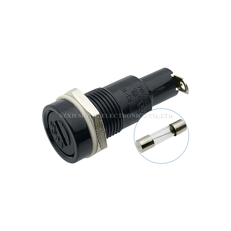 5PCS R3-11 5*20MM Fuse Holder 10A250V Panel Mounting High Temperature Resistance Bakelite Fuse Base With 5*20MM Tube Fuse
