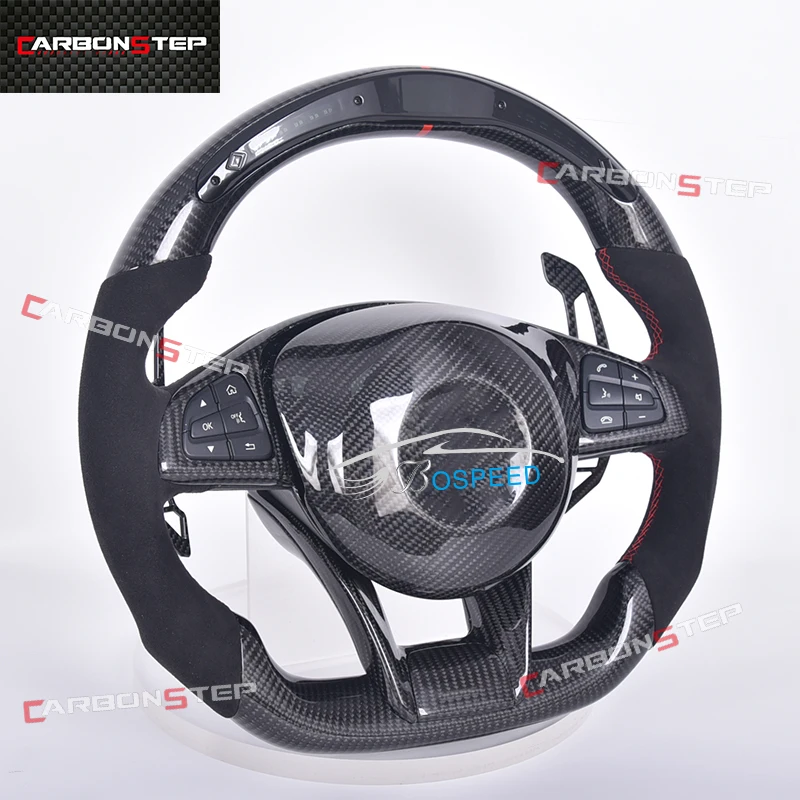 For Mercedes Benz Carbon Fiber Led Steering Wheel W205 AMG W212 W213 CLA C300 W204 W246 GLB A45 E Class A Class Upgrade Leather