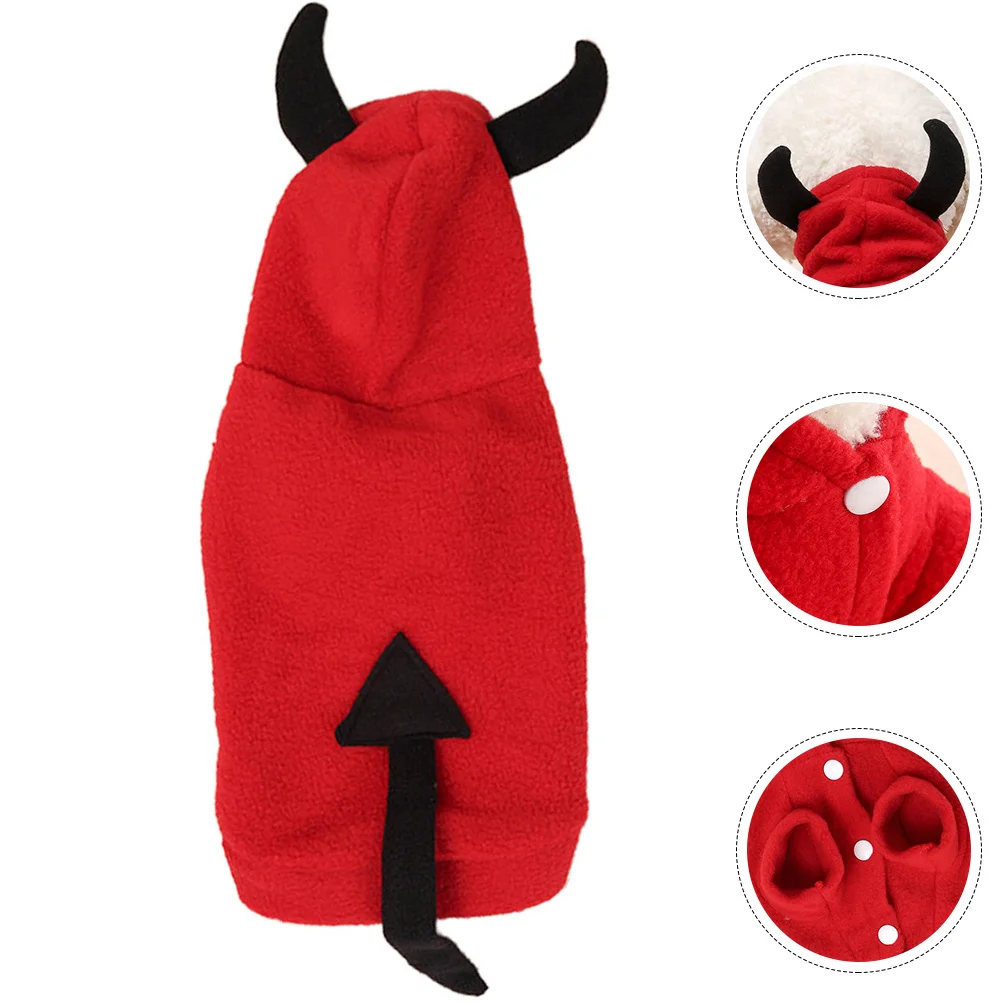 

1Pcs Halloween Pet Clothes Devil Pattern Dog Costume Winter Warm Durable Easy on Off Perfect for Halloween Party
