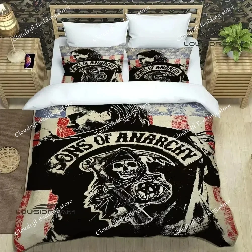 Sons Of Anarchy Retro Printed Bedding Sets Exquisite Supplies Set Duvet Cover Bed Comforter Set Bedding Set Luxury Birthday Gift
