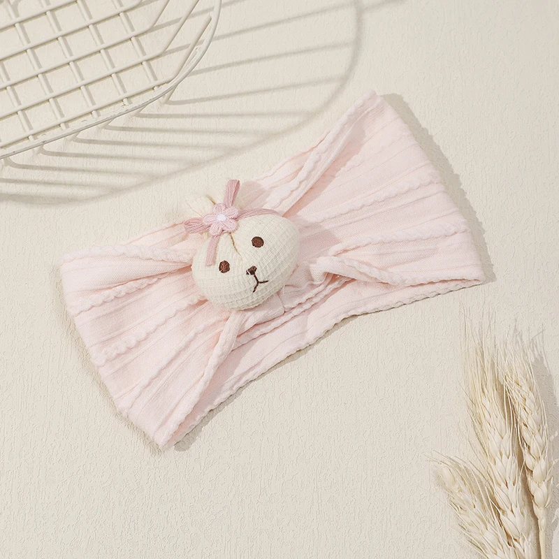 Cute Baby Girl Rabbit Pink Headband Newborn Soft Nylon Hair Band Children Kids Elastic Turban Baby Hair Accessories Headwear