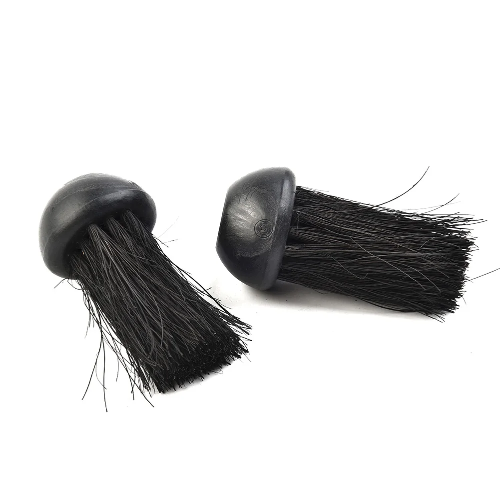 High Quality Home Fireplace Brush Plastic Handle Round Black Coconut Palm Bristles 2 Pcs 3/8 Inch Threaded Hole