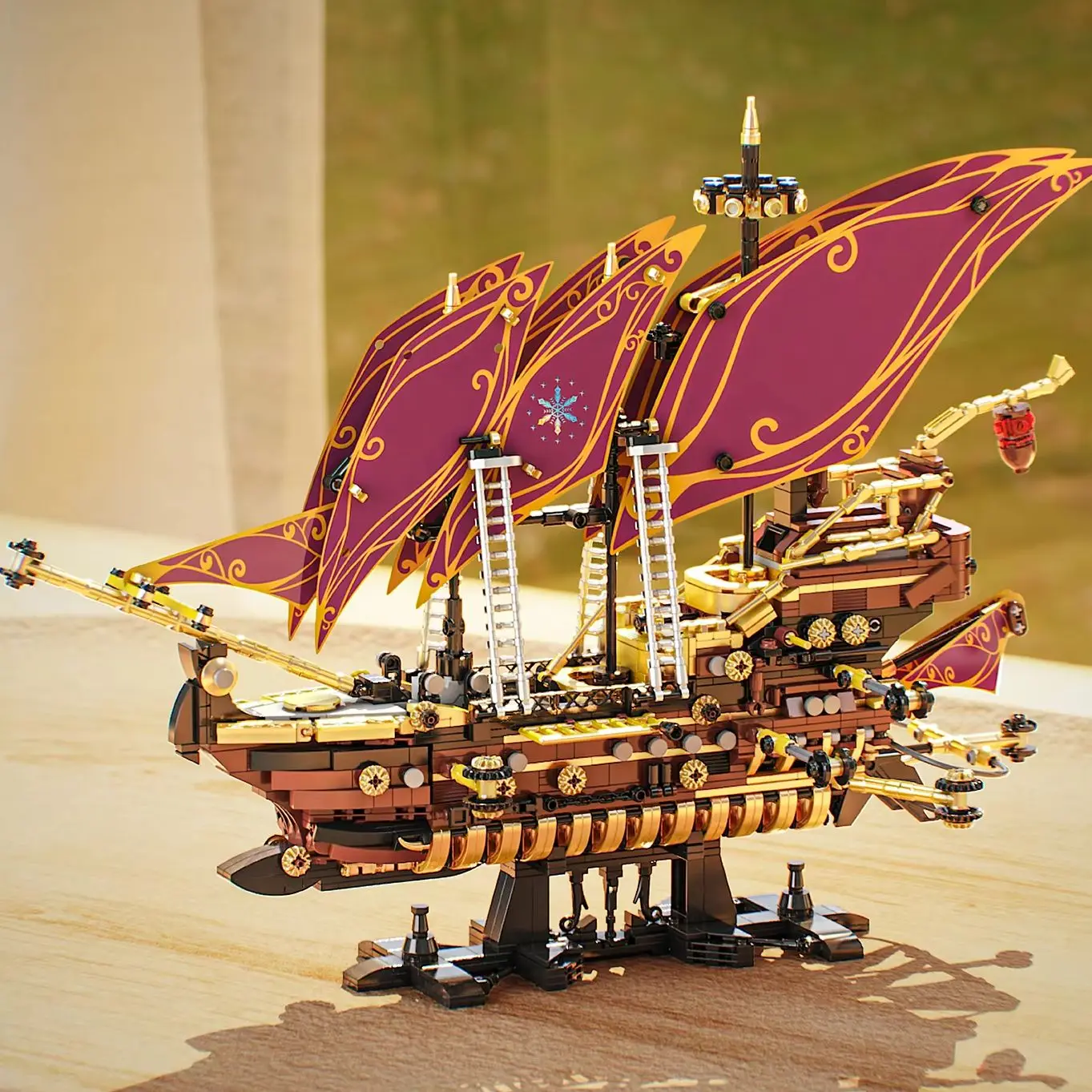 2077 pièces MOC Bateau pirate DIY, bateau d'aventure, mini briques, blocs de construction, modèle assemblé, jouets pour garçons, enfants, cadeaux de Noël, décoration