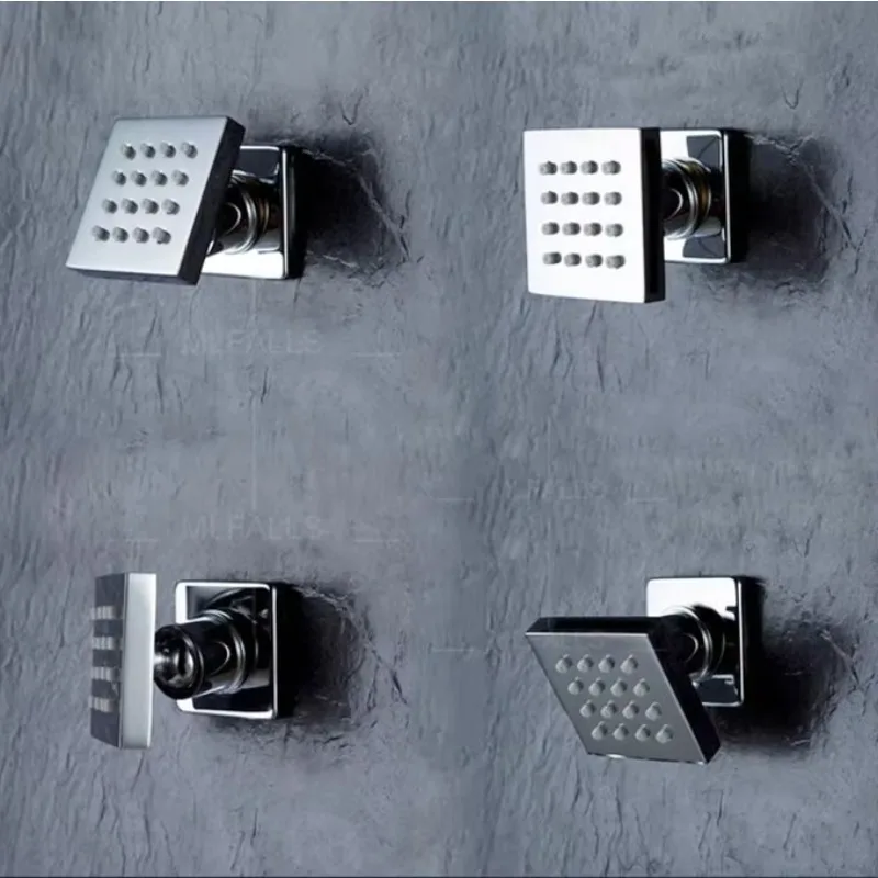 حمام ترموستاتي 8 بوصة LED دش المطر صنبور تدليك الطائرات البخاخ دش اليد #3